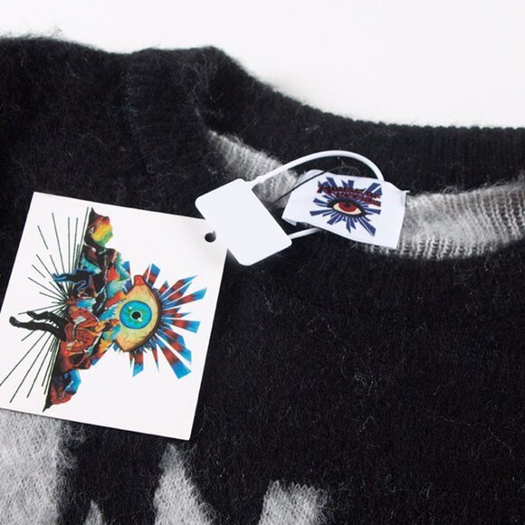 House of Errors Black Knitted Sweater With Mysterious Eye Pattern - Picture 6 of 7